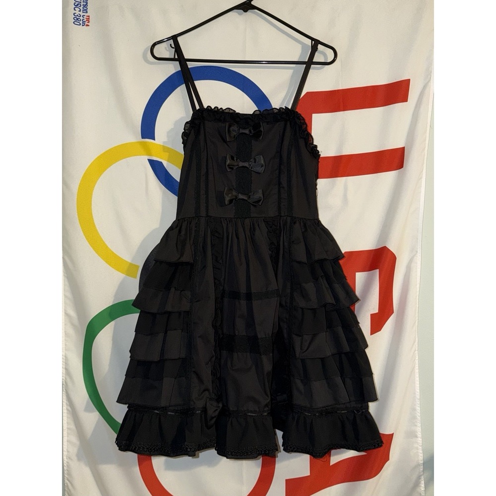 Lolibaby JSK Dress Junior Small Black Sweet Lolita Ruffle Lace Bow Jumper Skirt